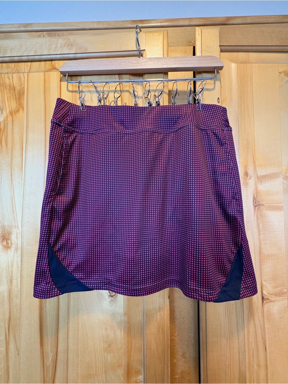 PGA Tour Pink and Black Micro-Print Athletic Skort with Navy Insets